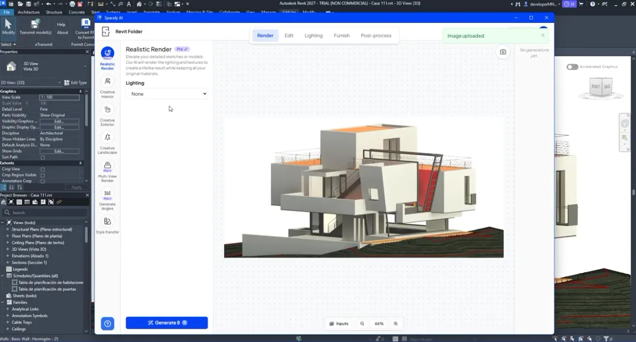 Rendering the existing Revit view without exporting