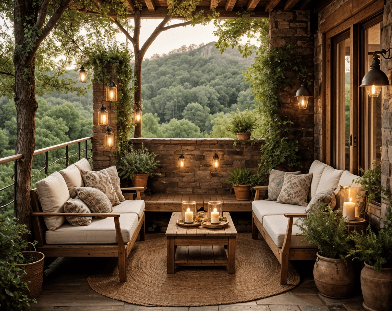 Rustic AI Balcony Design