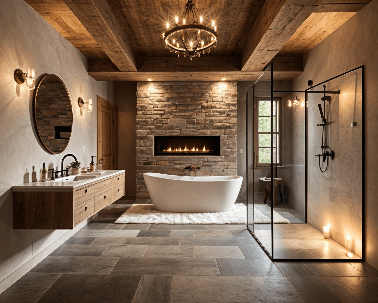 Rustic AI Bathroom Design