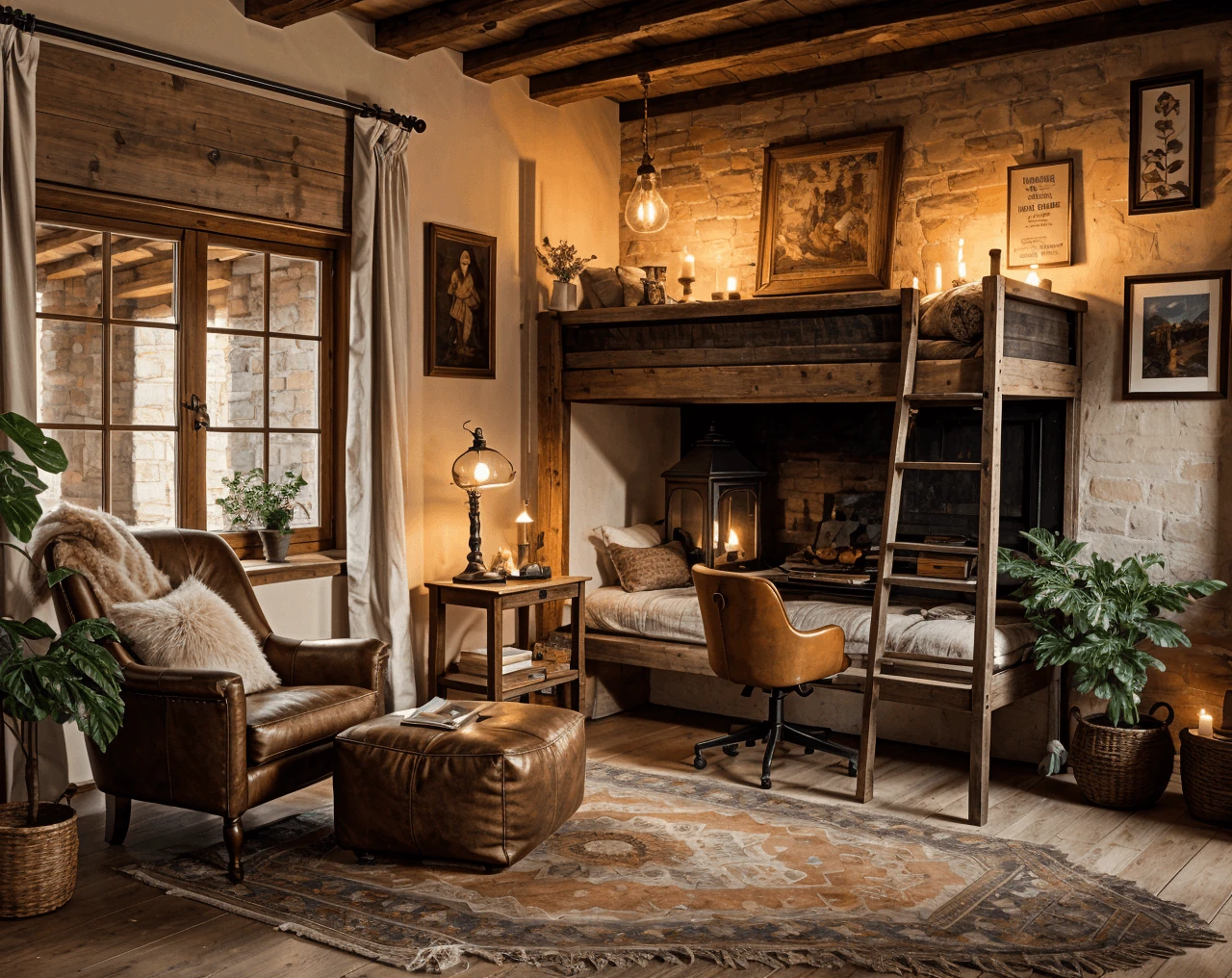 Rustic AI Dorm Room Design