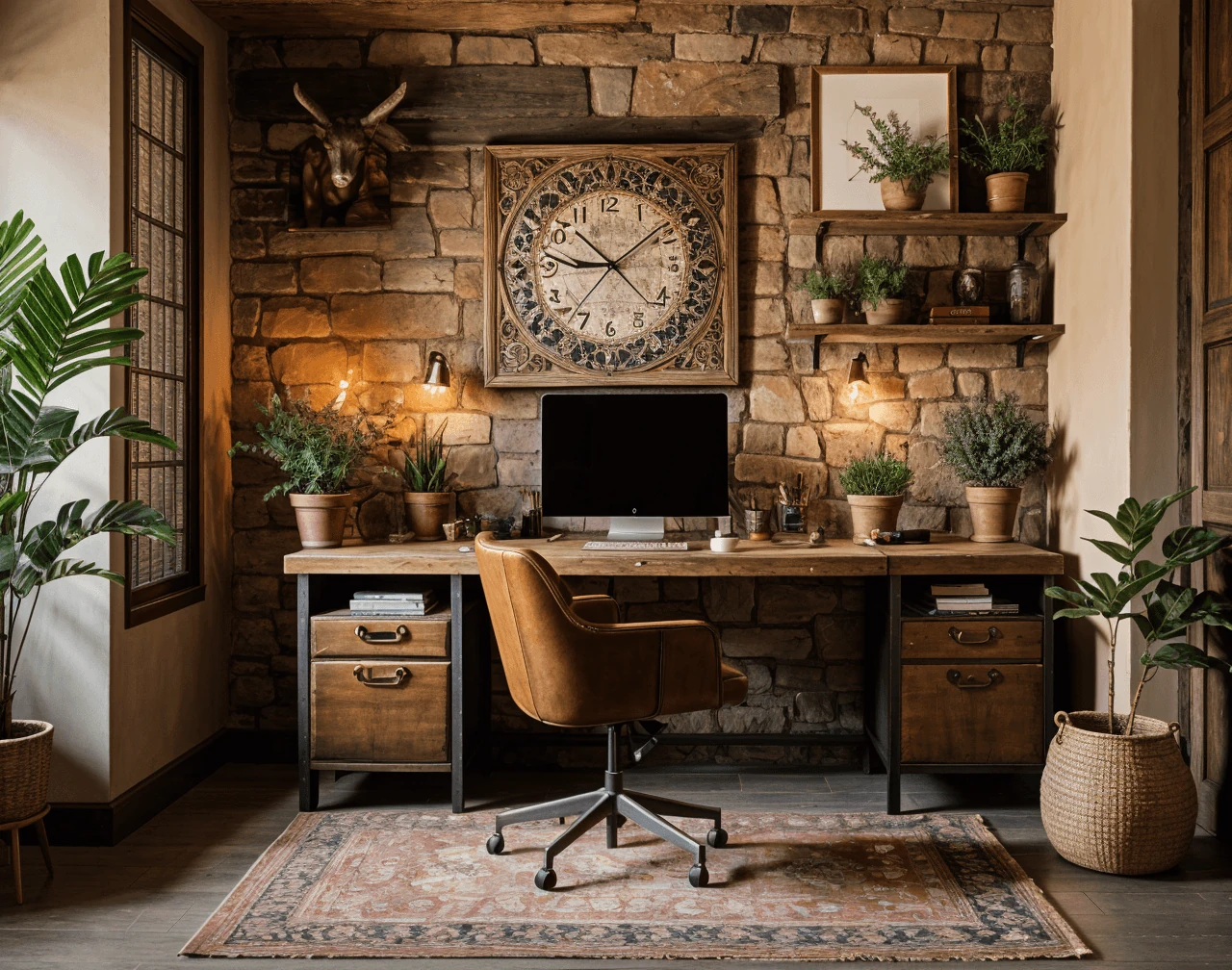 Rustic AI Home Office Design