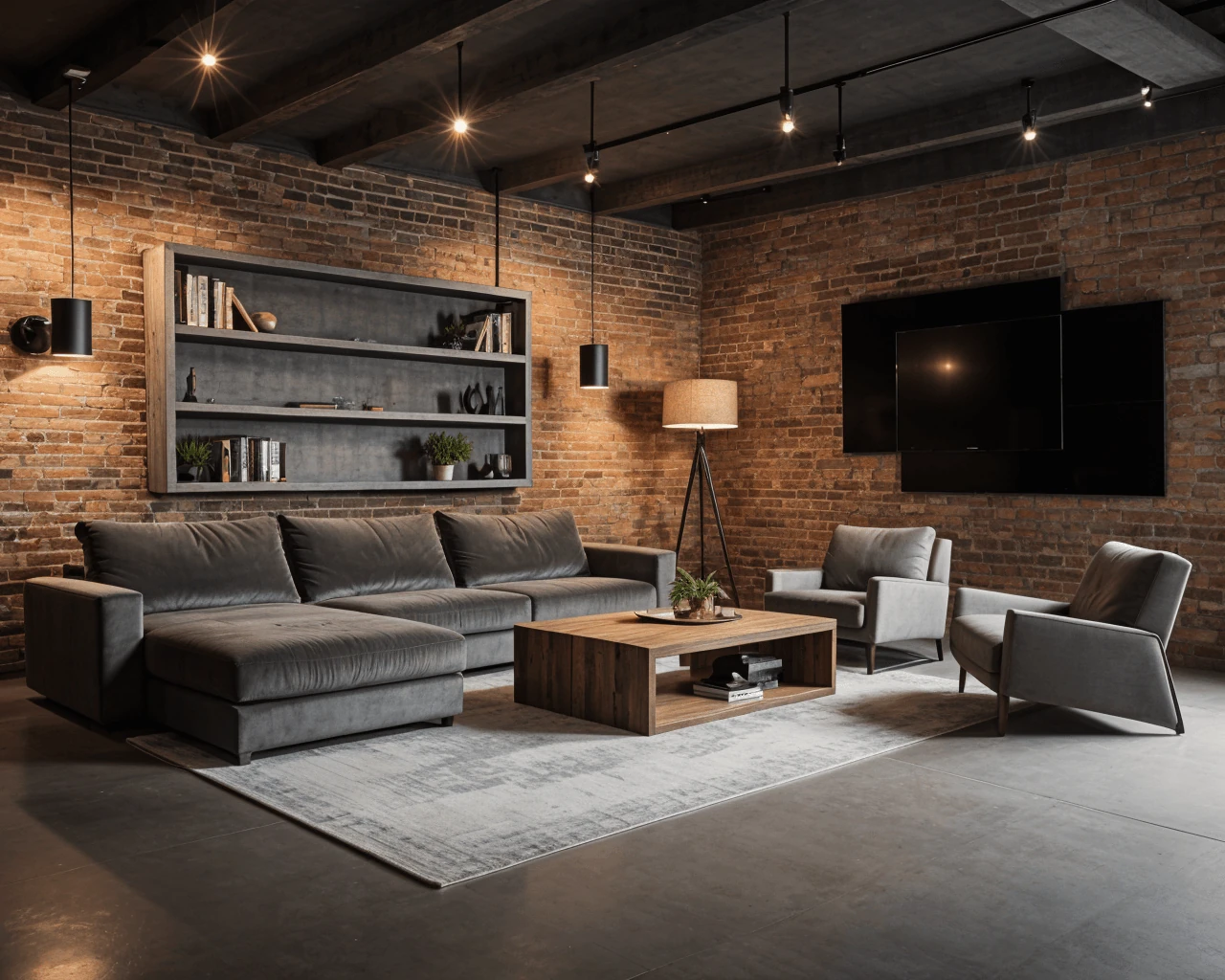 Industrial AI Living Room Design