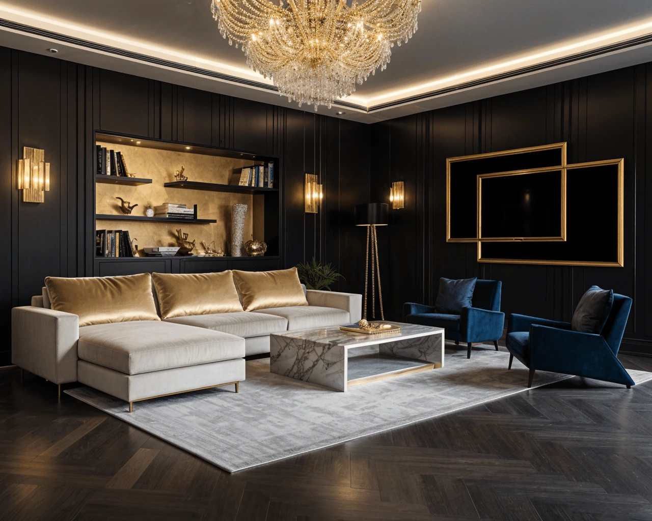 Luxury AI Living Room Design