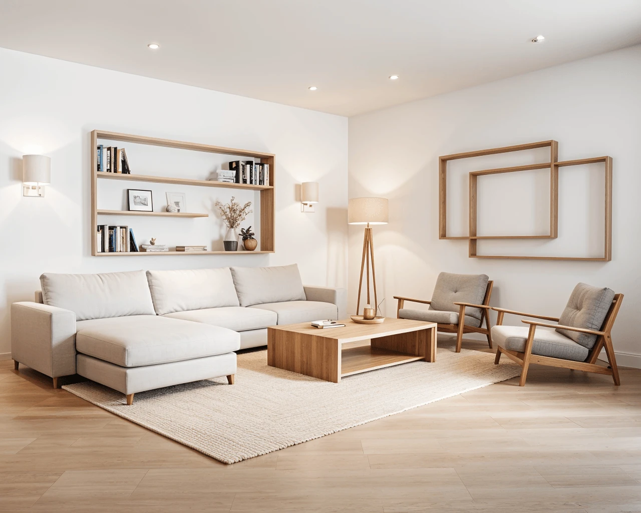 Scandinavian AI Living Room Design
