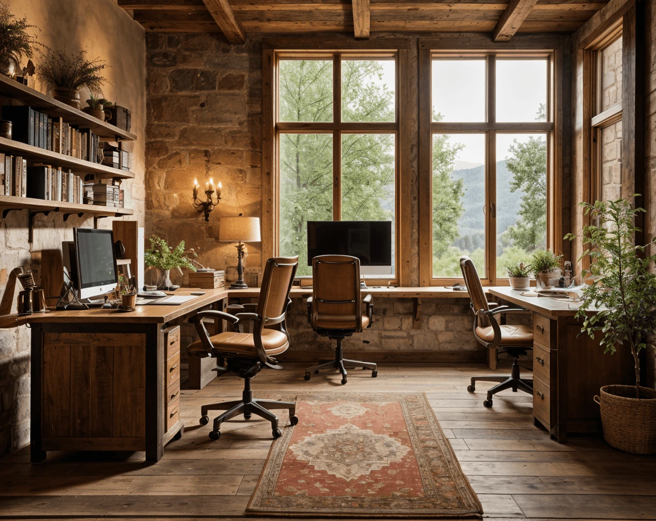Rustic AI Office Design