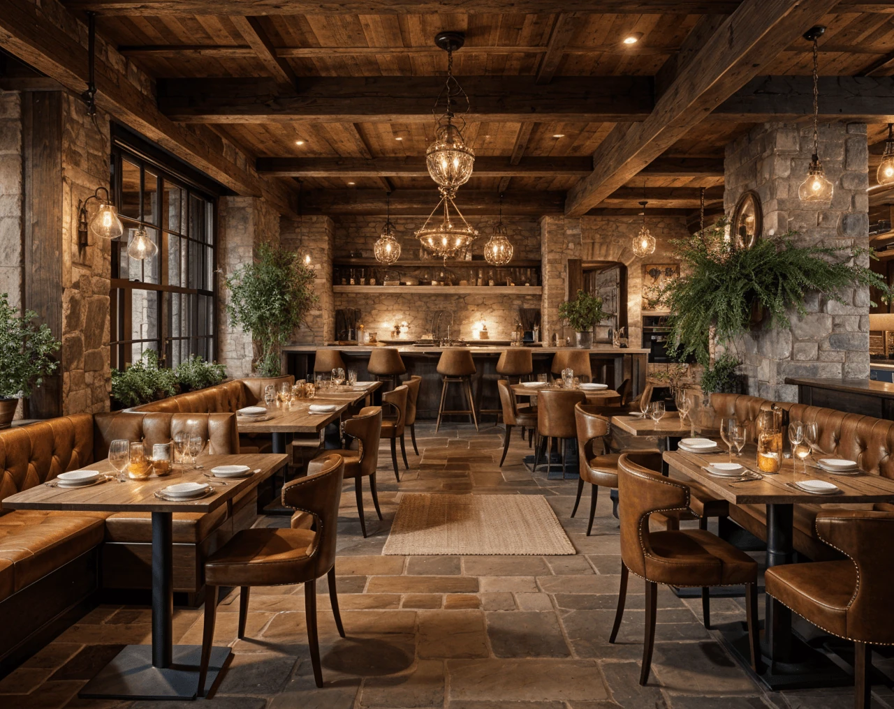 Rustic AI Restaurant Design