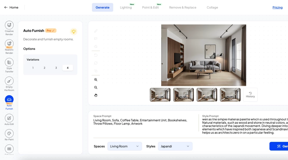 AI room design, Adjust Styles Without Rebuilding